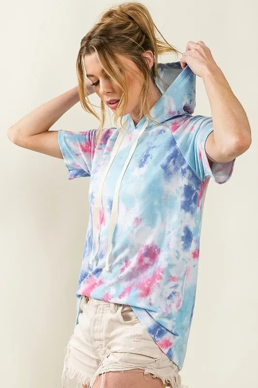 BiBi Tie Dye Terry Hoodie with Drawstring