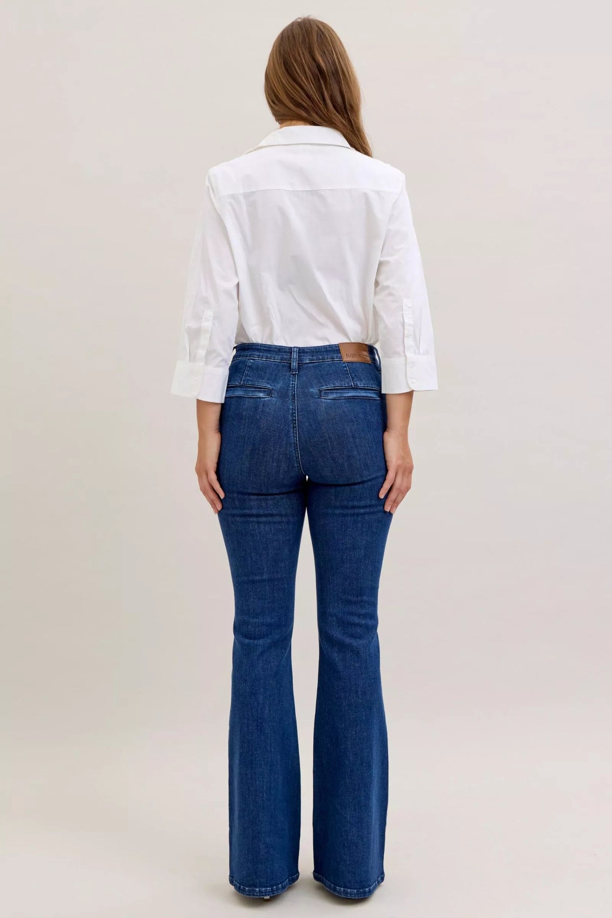 Judy Blue High Waist Flare Jeans with Front Patch Pockets