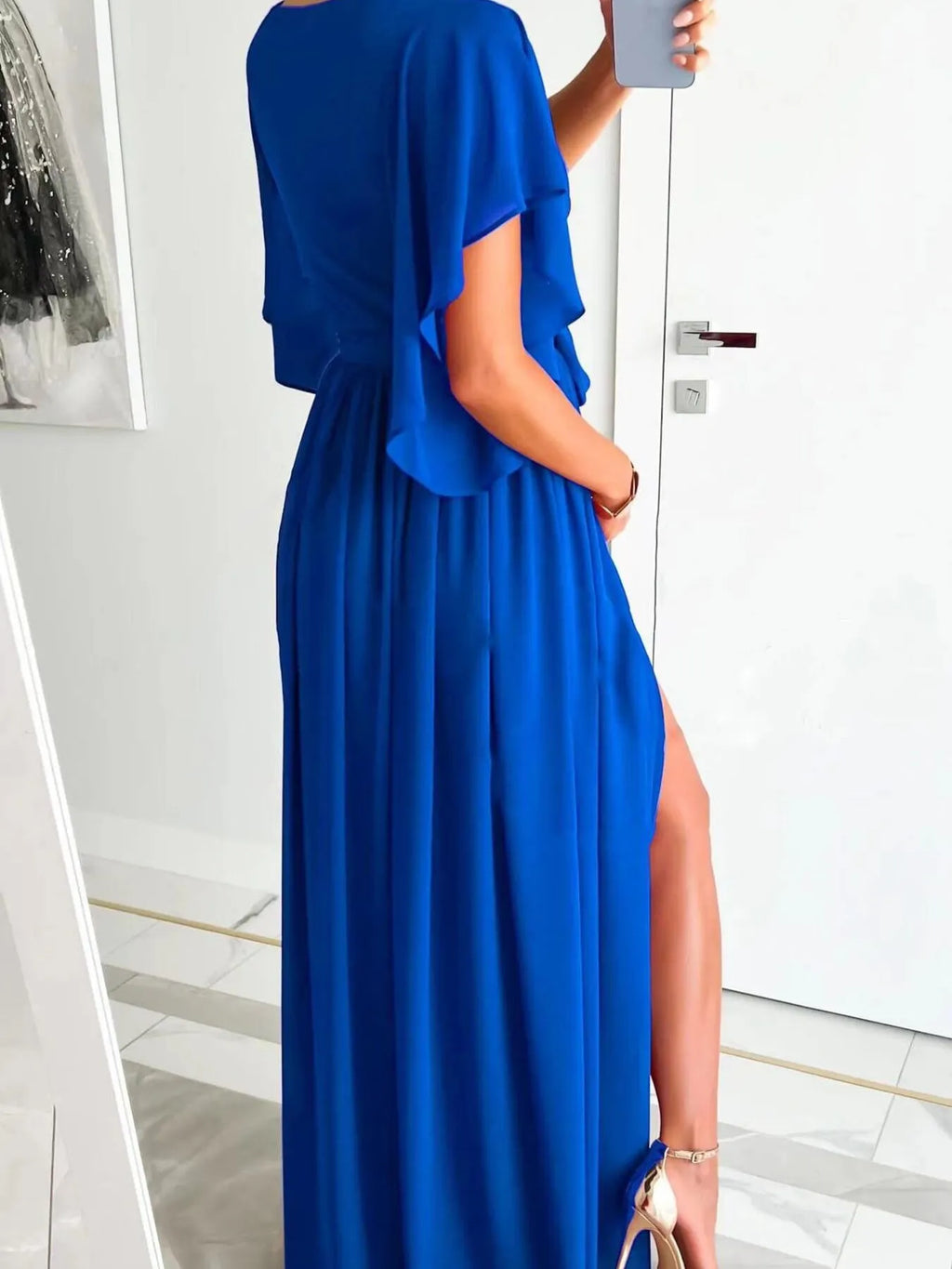 Flutter Sleeve Surplice Tie Waist Dress