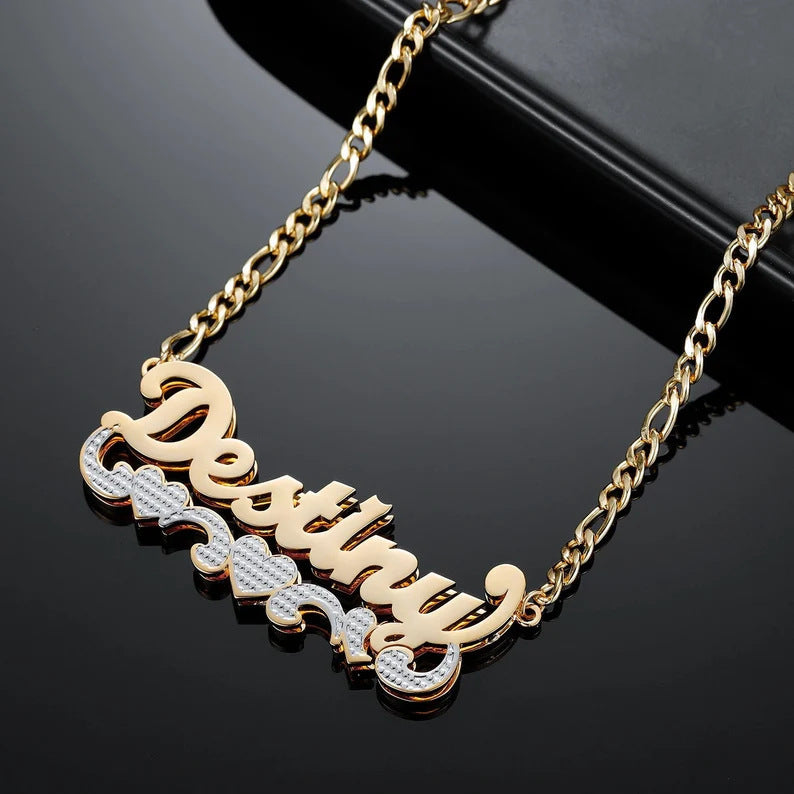 English Name Necklace Stainless Steel DIY Double Layer