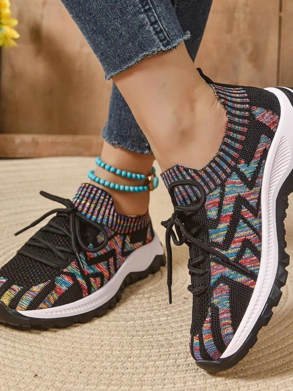 Mesh Knit Lace Up Athletic