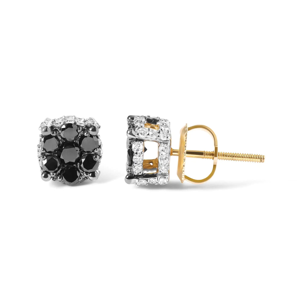 Men's 10K Yellow Gold 1.00 Cttw White Black Treated Diamond