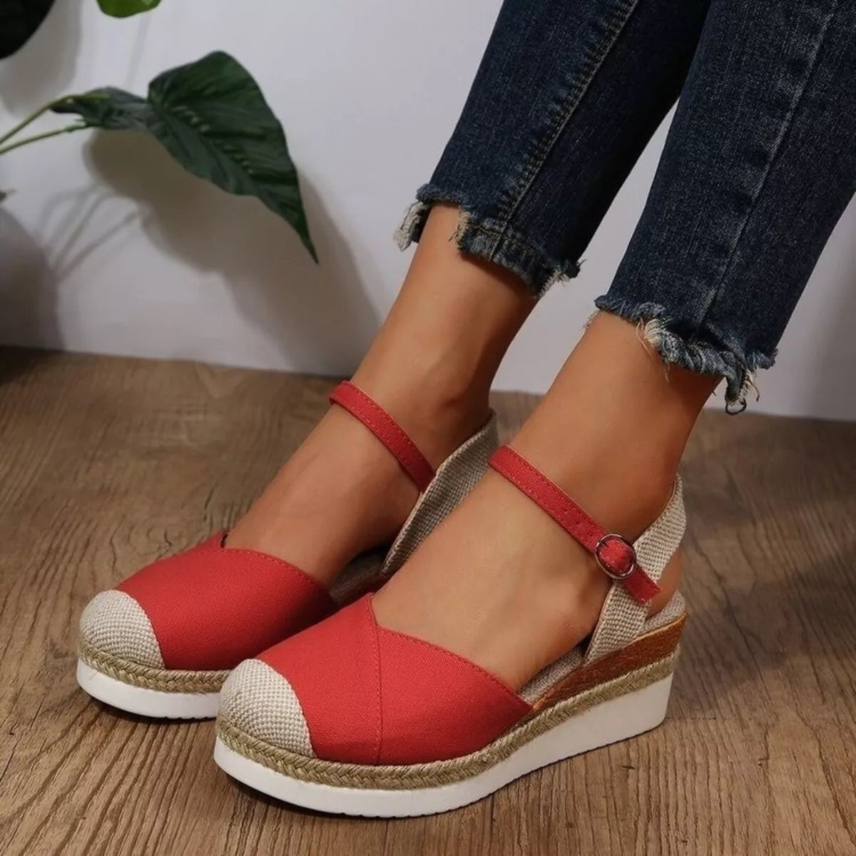 Color Block Wedge Sandals