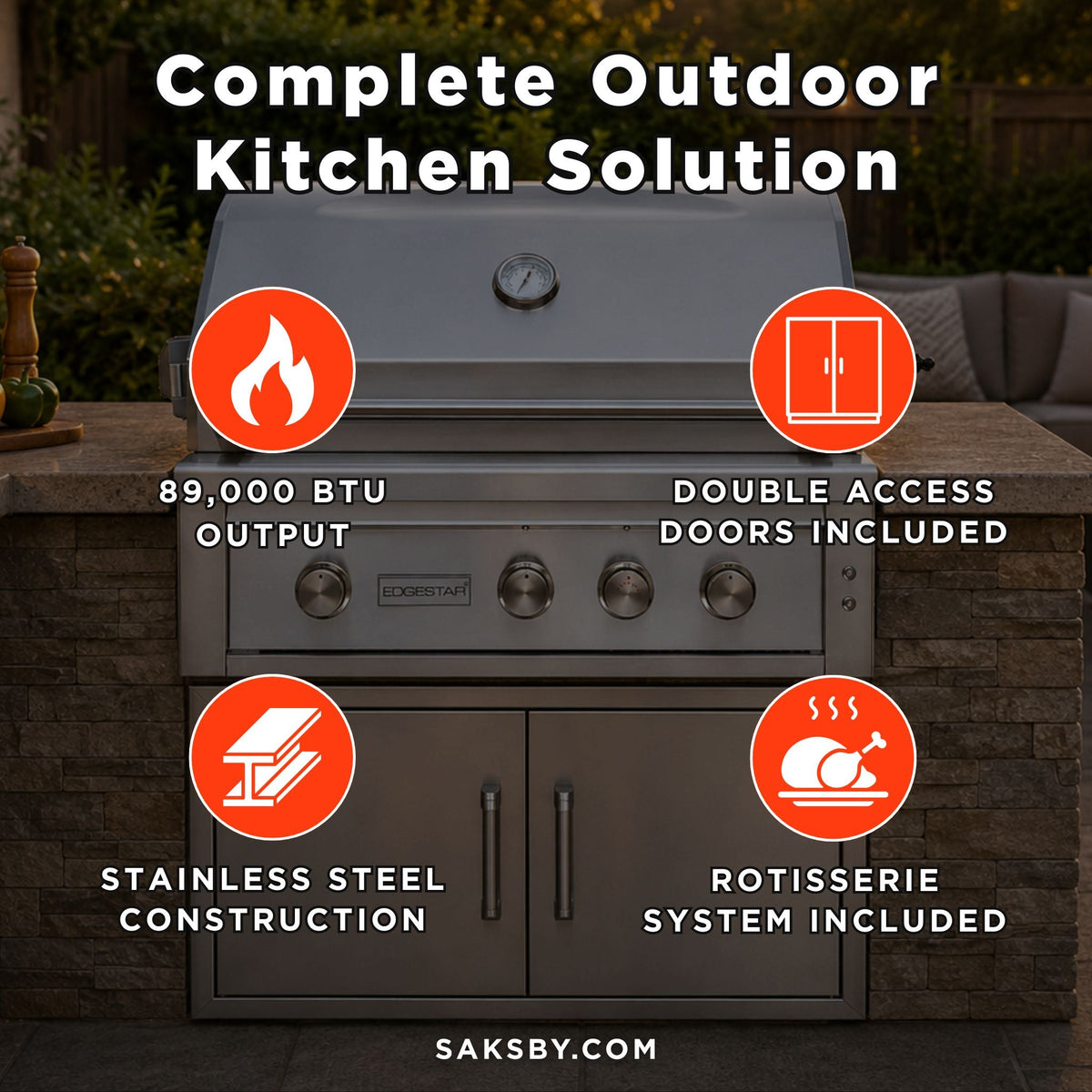 [GRL360IBKIT] Edgestar 89K BTU 36" Grill