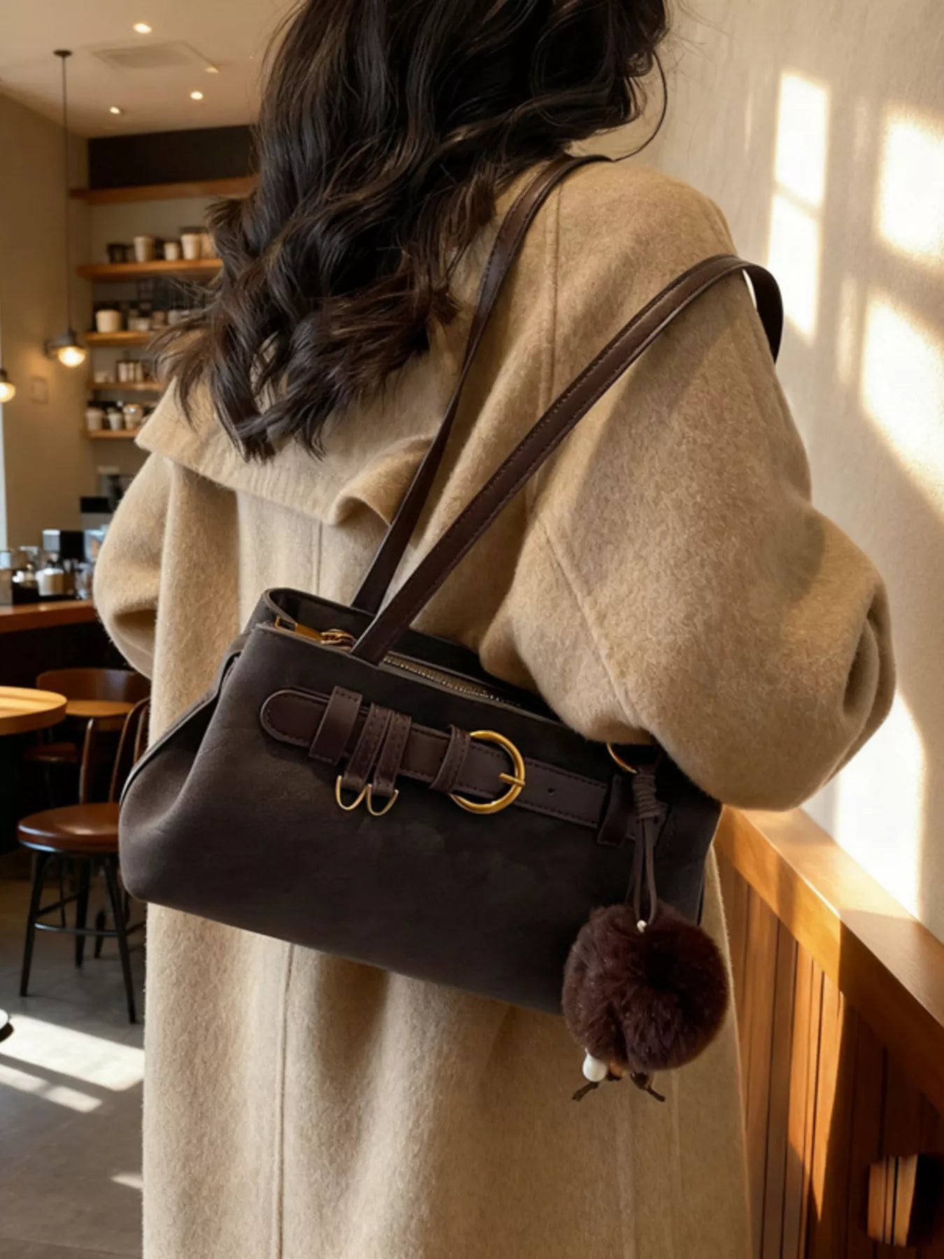 Buckle Decor Shoulder Bag