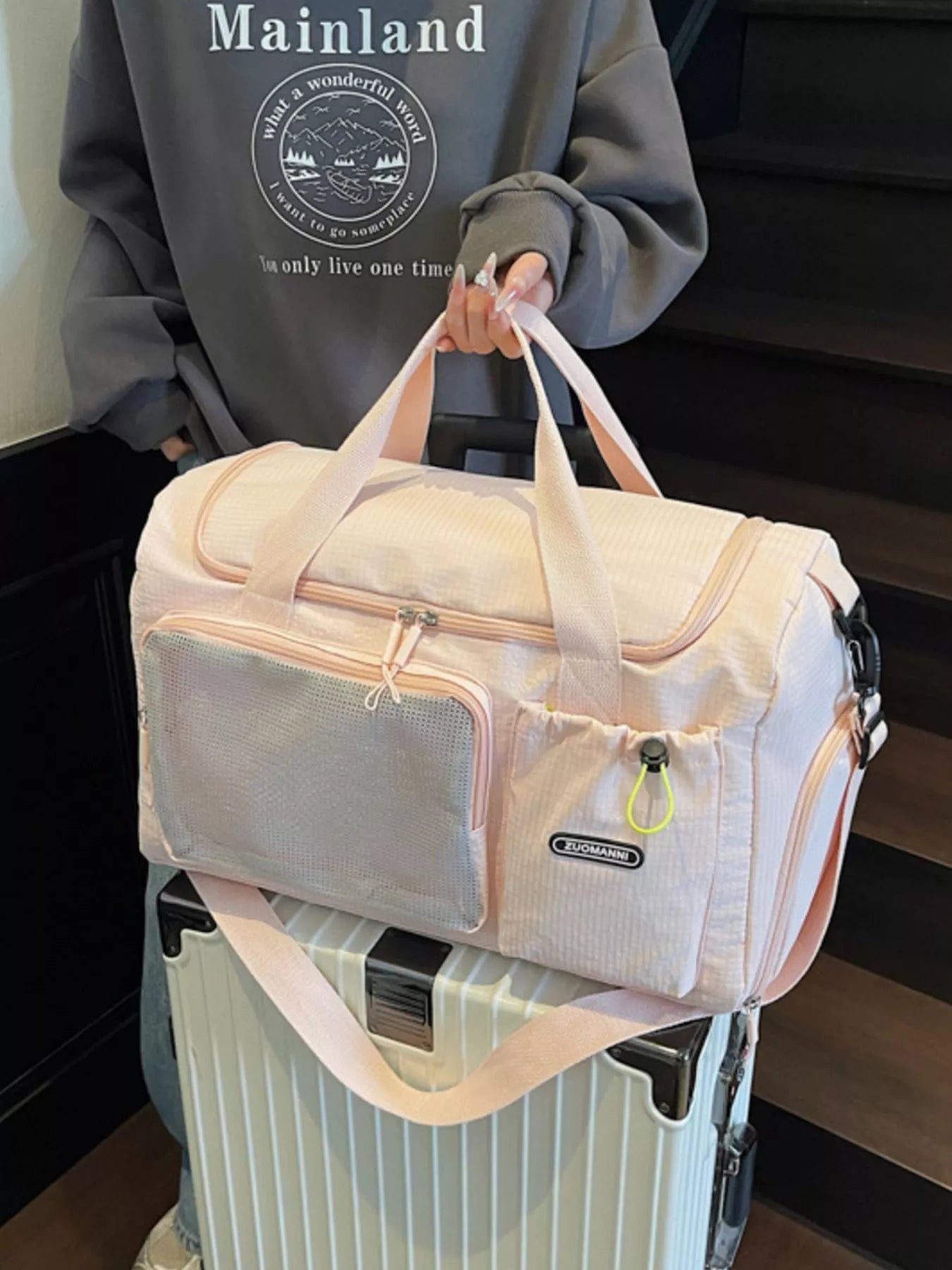 Drawstring Multi Pockets Travel Bag