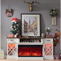 Electric 70-Inch Fireplace Tv Stand With Glass Door Storage