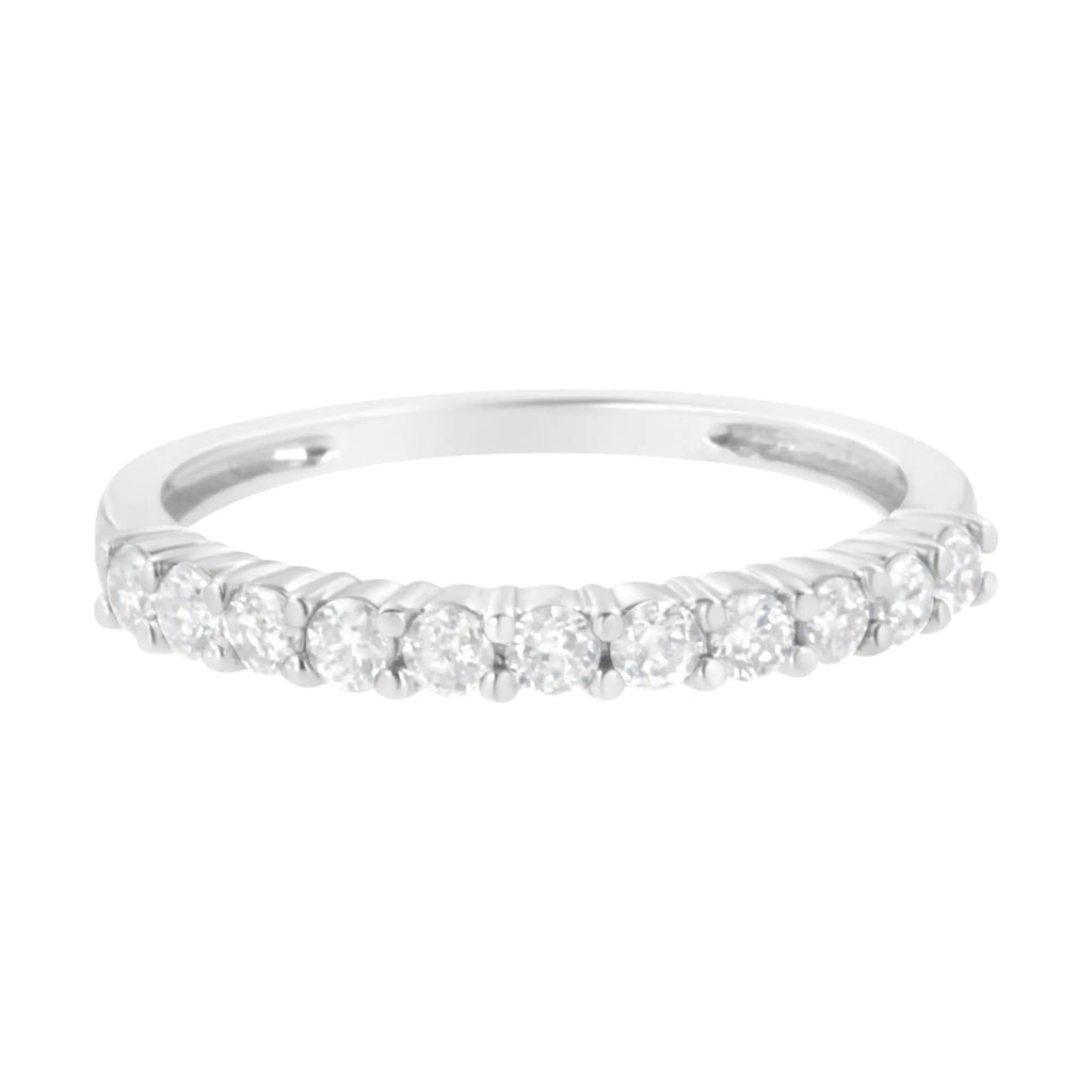 IGI Certified 1/2 Cttw Diamond 10K White Gold Prong Set Fluted