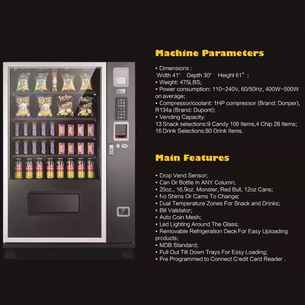 Epx 5FT Snacks And Drinks Combo Vending Machine With Dual Zone Refrigeration And Bill Acceptor [G432] (SAK76984)