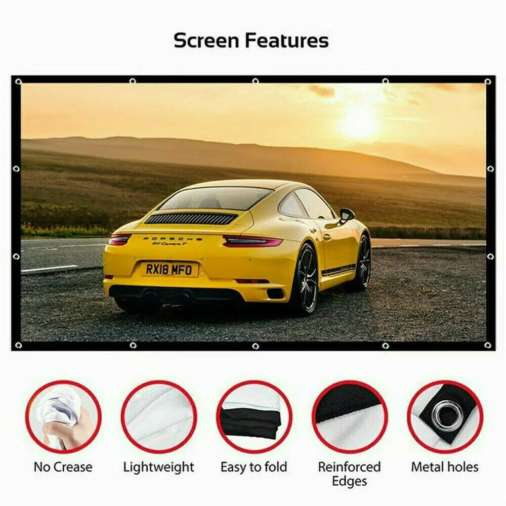 Portable Foldable Projector Screen 16:9 HD Outdoor Home Cinema