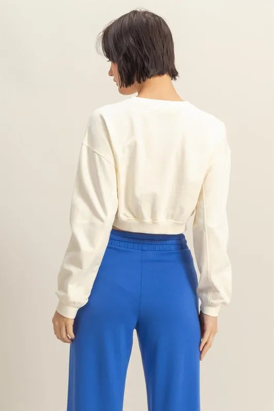 HYFVE Crew Neck Long Sleeve Crop Sweatshirt