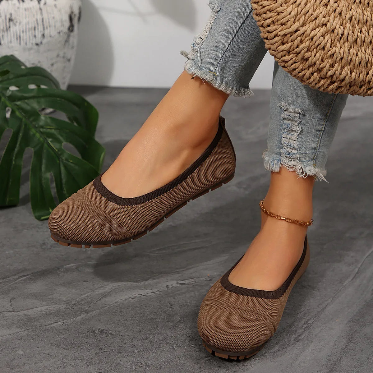 Round Toe Flat Slip-Ons