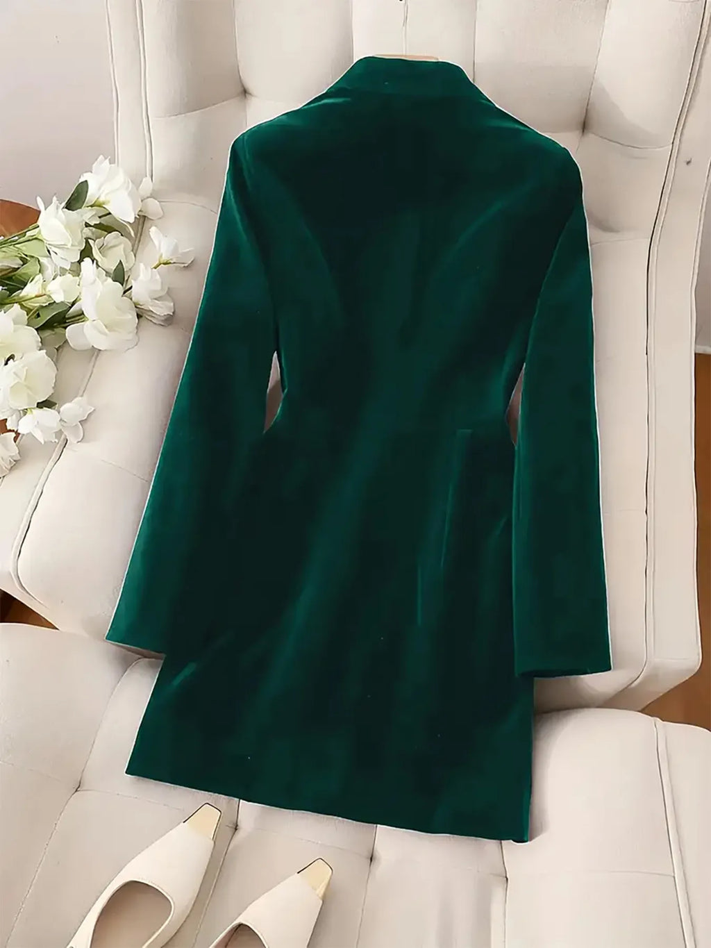 Velvet Double-Breasted Blazer Dress