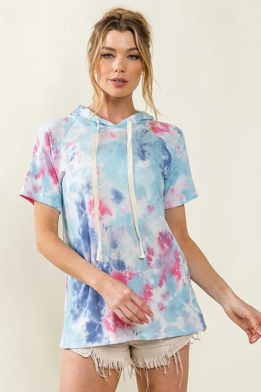 BiBi Tie Dye Terry Hoodie with Drawstring