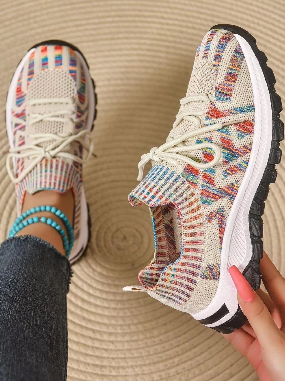 Mesh Knit Lace Up Athletic