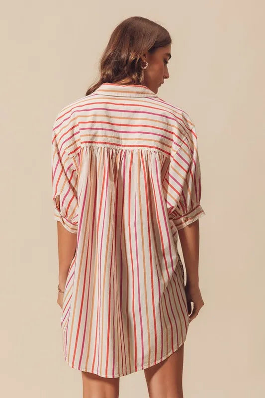 SO ME Multicolored Stripe Button Down Shirt