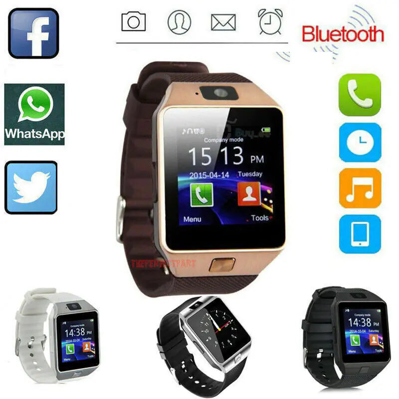 Bluetooth Smart Watch W/camera Waterproof Phone Mate Android
