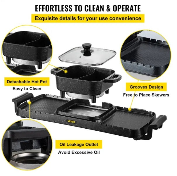 Multifunctional Teppanyaki Grill Pot With Dual Temp Control