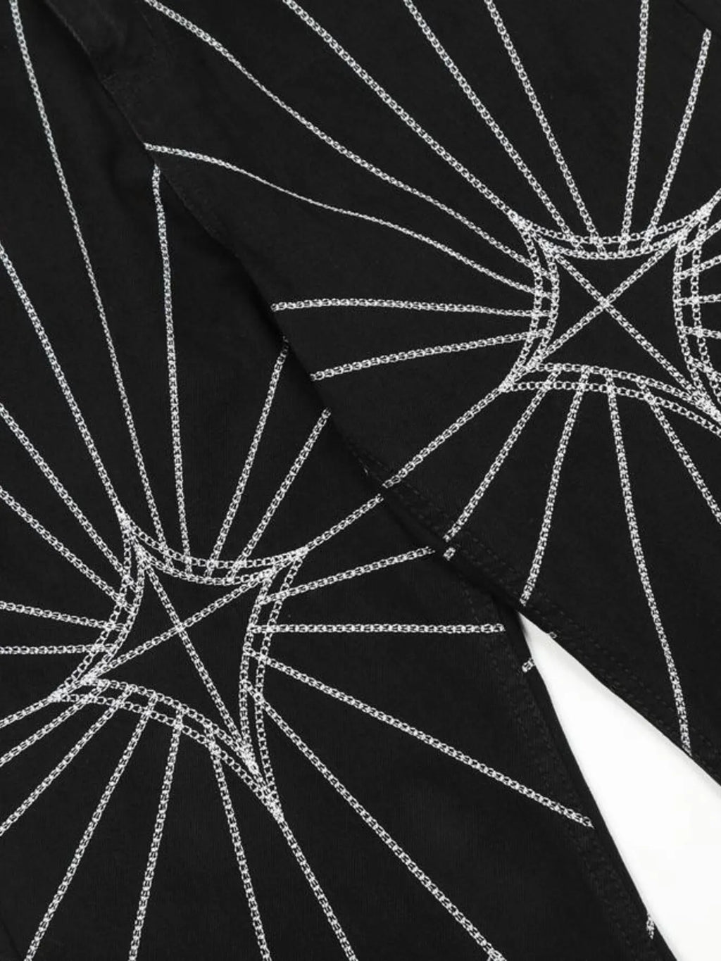 Men's Spider Web Embroidered Flared Jeans