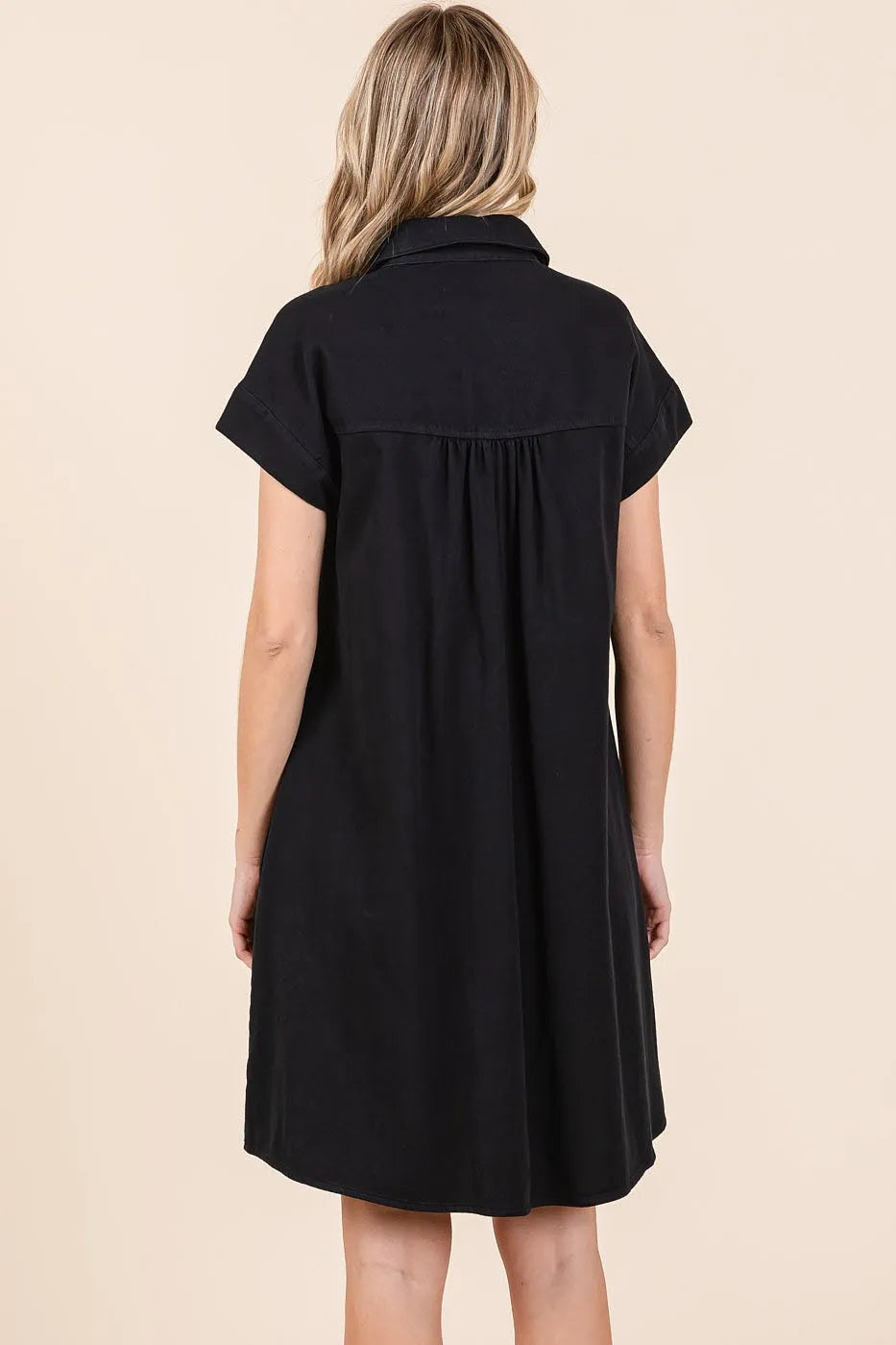 Mittoshop Twill Short Sleeve Collared Mini Dress