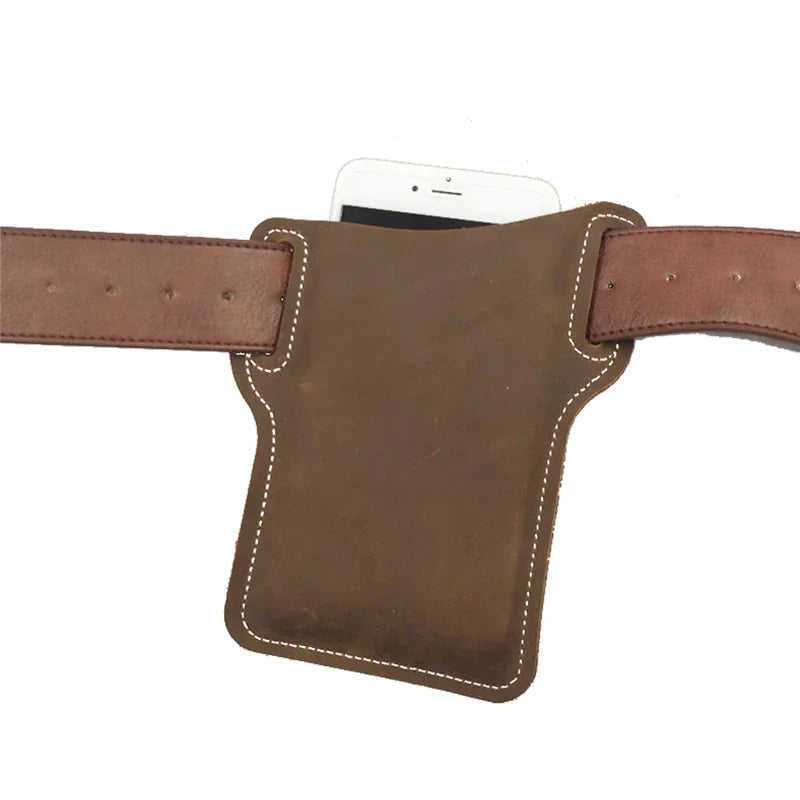 Men Cell Phone Belt Bag Loop Waist Holster Pouch Case Leather