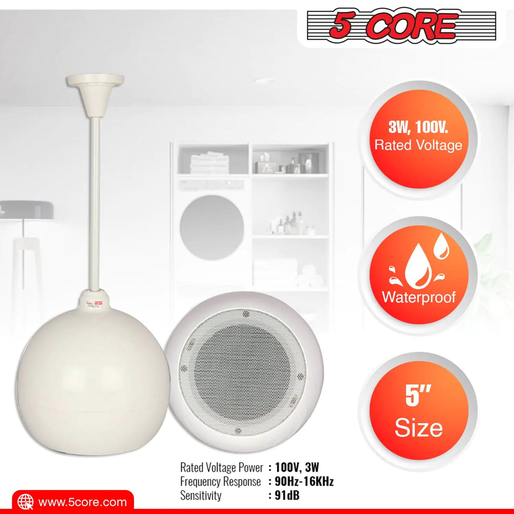 5core Pendant Hanging Wall Speaker 15W Commercial Ceiling Mount