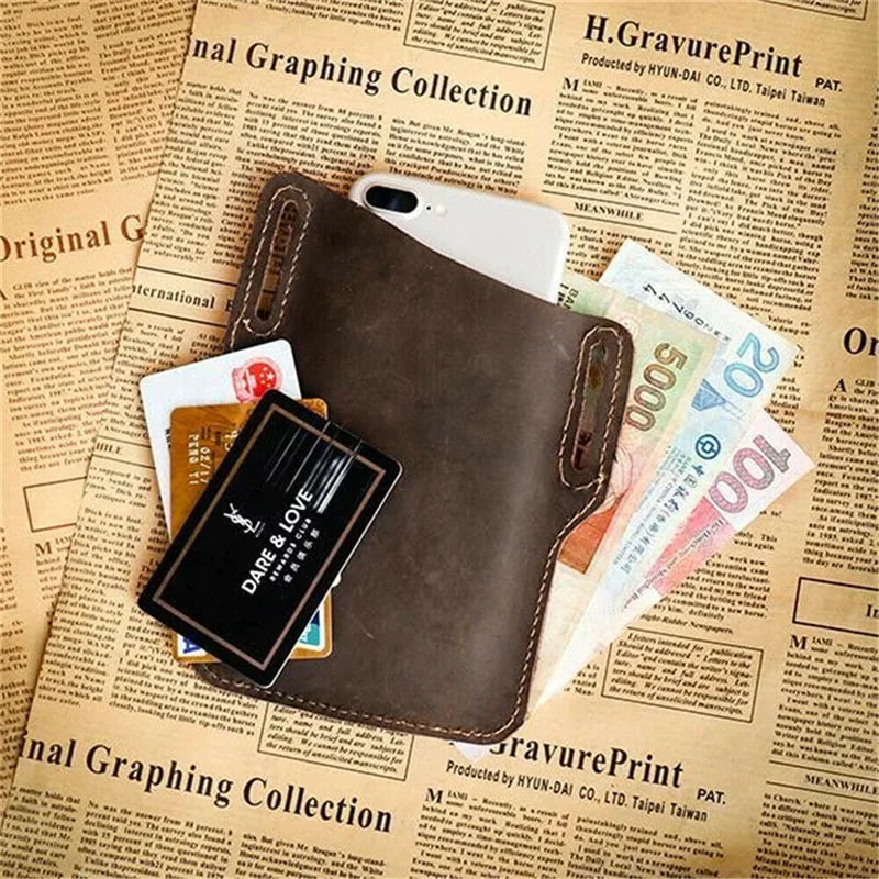 Men Cell Phone Belt Bag Loop Waist Holster Pouch Case Leather