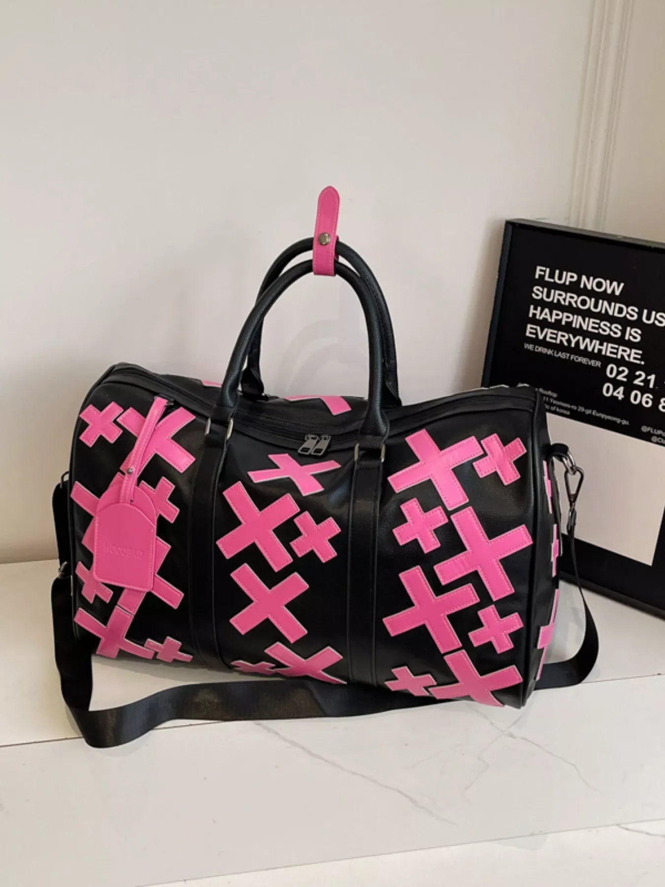 Colorful Cross Pattern Travel Duffel Bag
