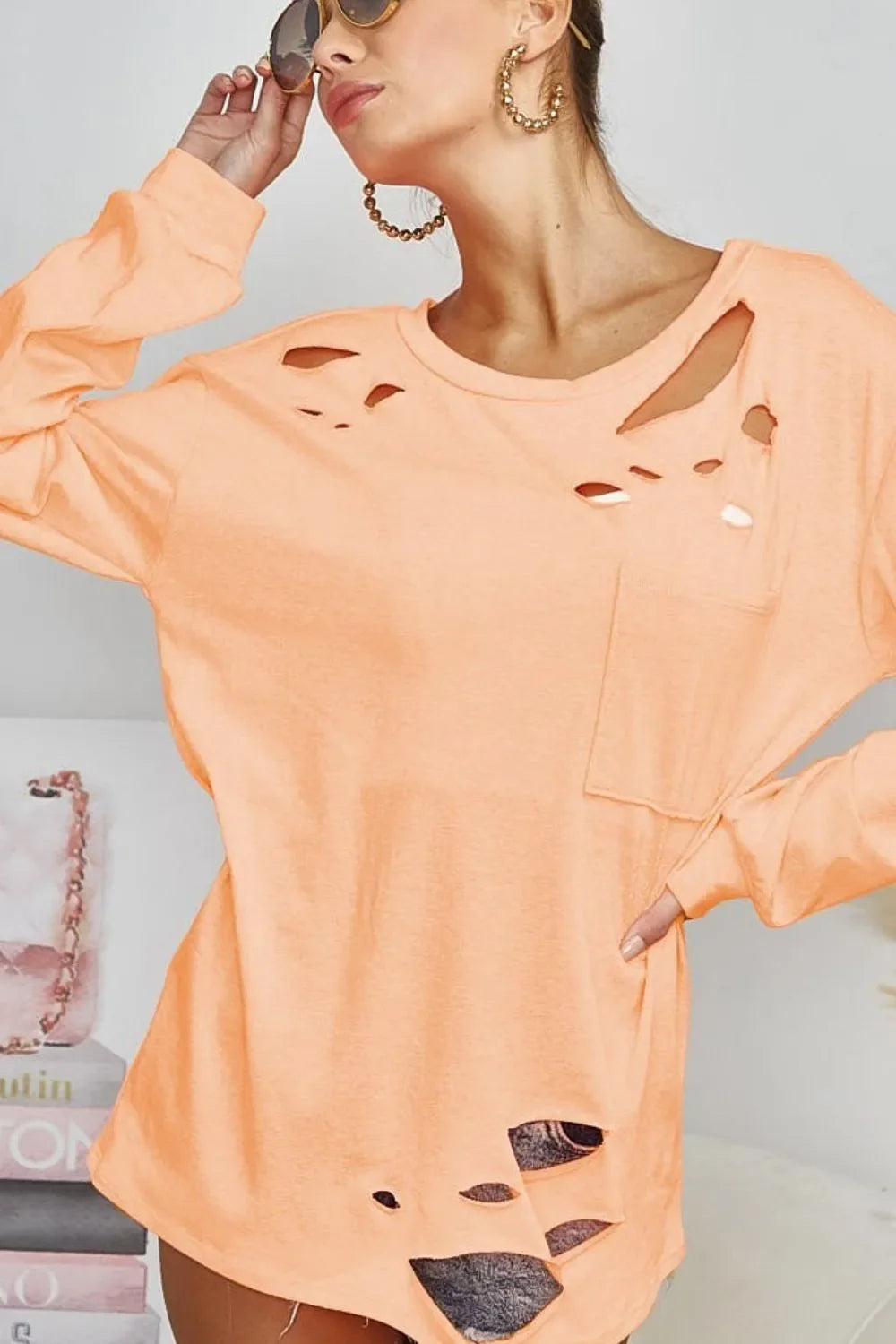 BiBi Triblend with Laser Cut Detailed T-Shirt
