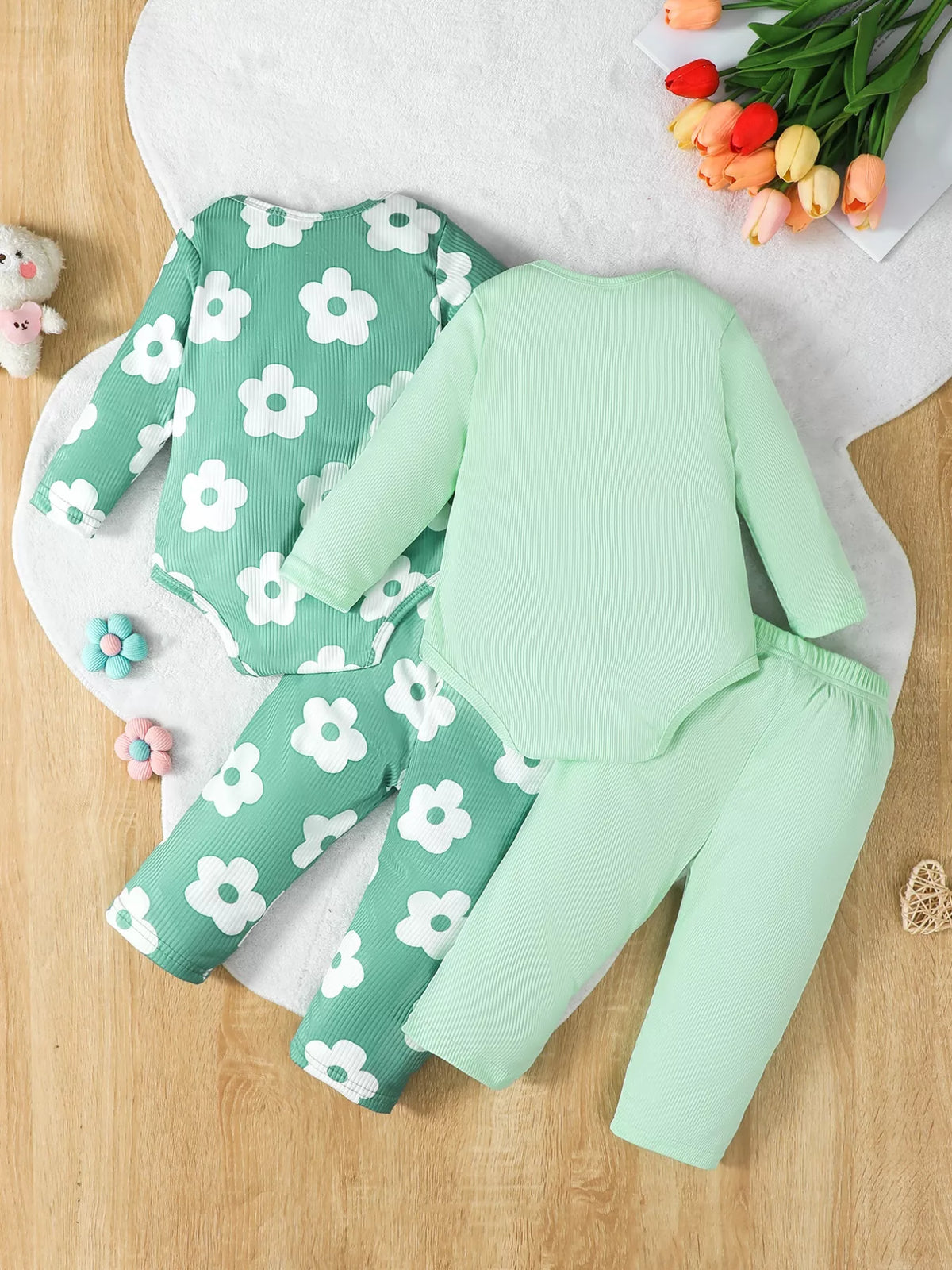 Children's Long Sleeve Bodysuit and Pants 4 Piece Set