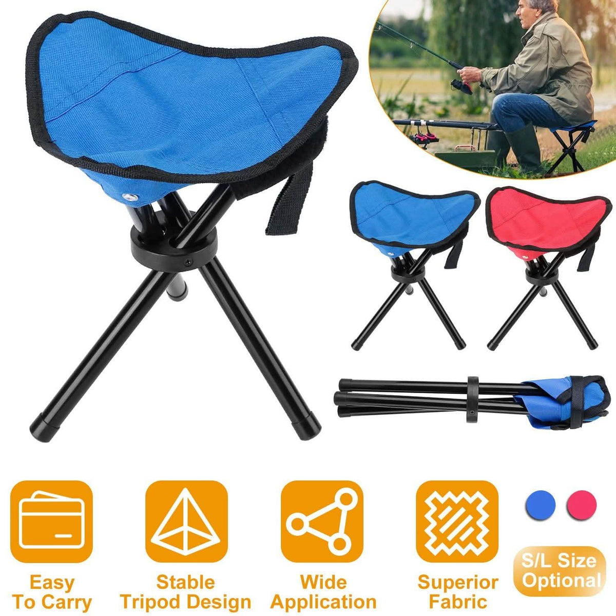 Folding Tripod Stool Outdoor Foldable Travel Chair
