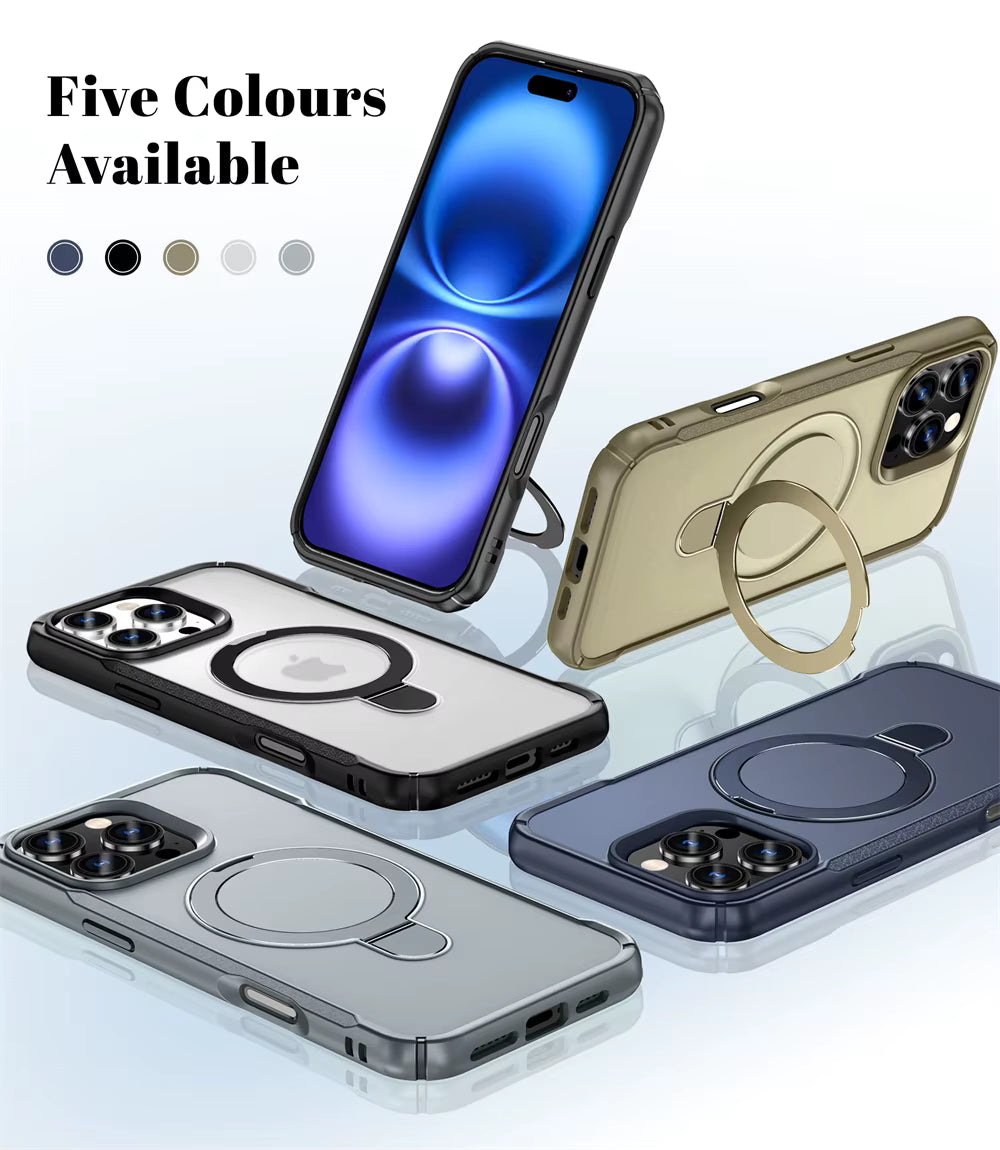 For Magsafe Wireless Charge Fold Magnetic Stand Phone Case For iPhone 15 16 17 18 Pro Max 16E 14 13 12 11 Anti-slip Bumper Cover