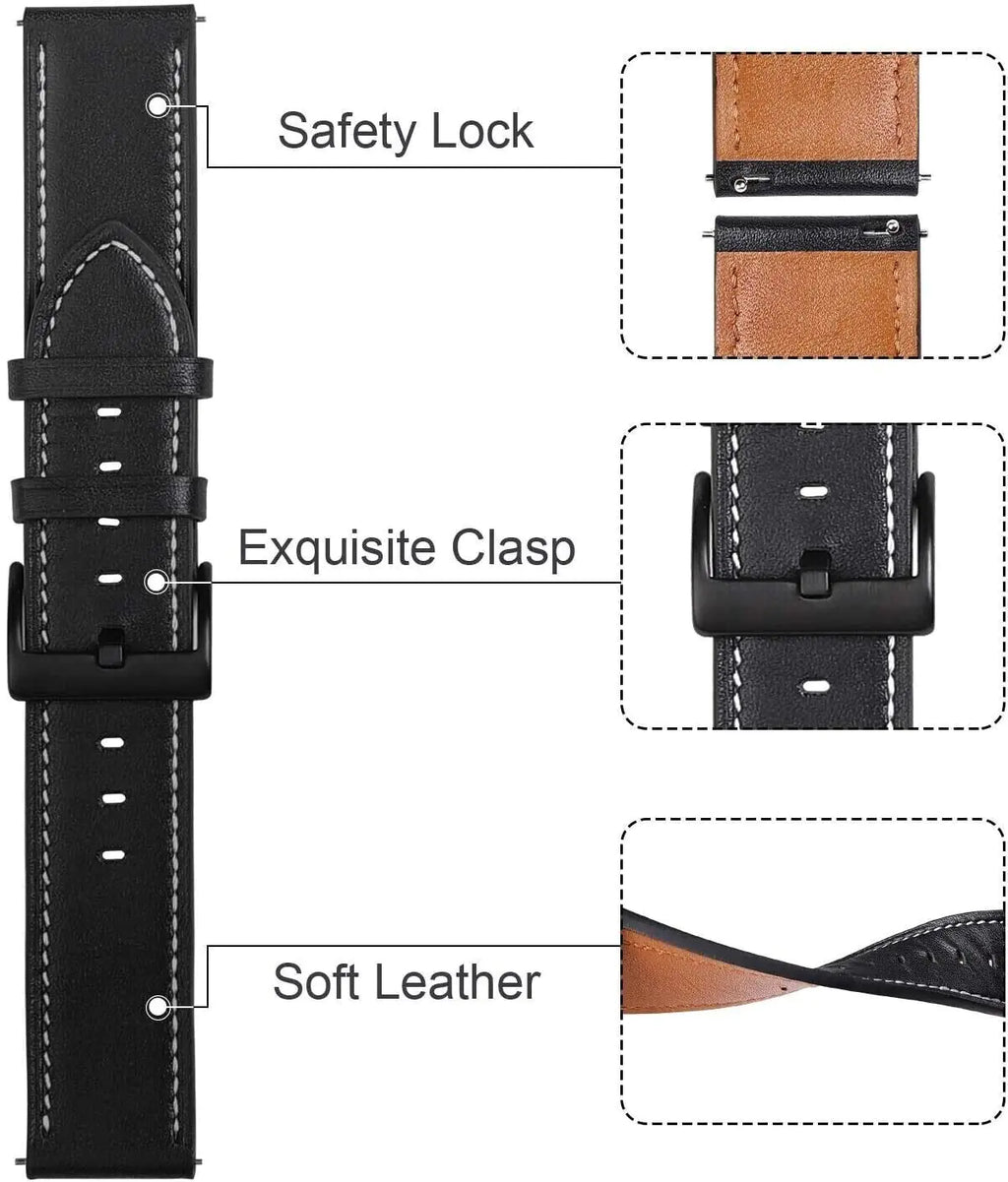 18mm 20mm 22mm Classic Genuine Leather Watch Band Strap Quick