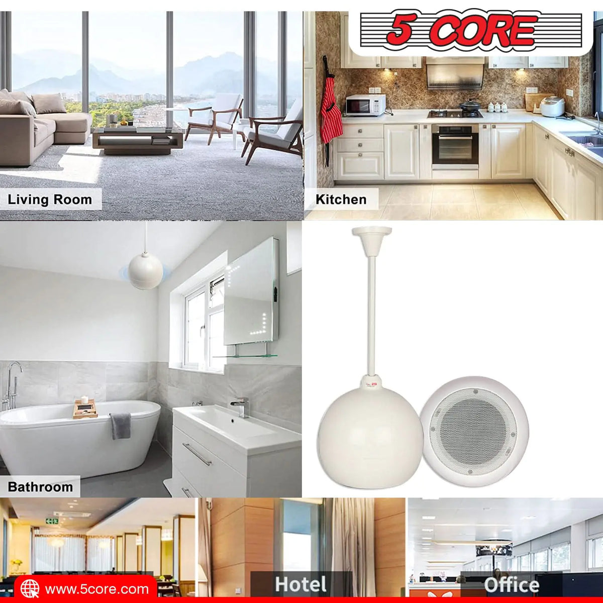 5core Pendant Hanging Wall Speaker 15W Commercial Ceiling Mount