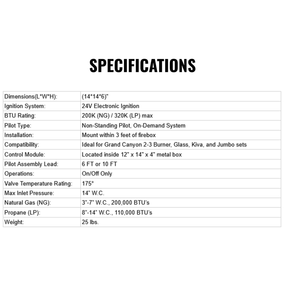 Grand Canyon 110V Indoor Electronic Ignition System With 20K BTU