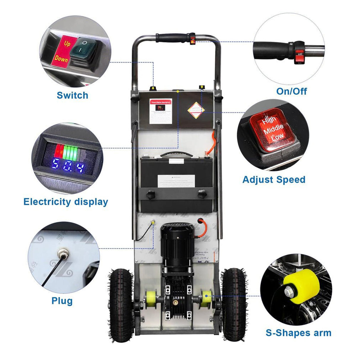 Heavy-Duty 880Lbs Electric Motorized Stair Climbing Hand Truck