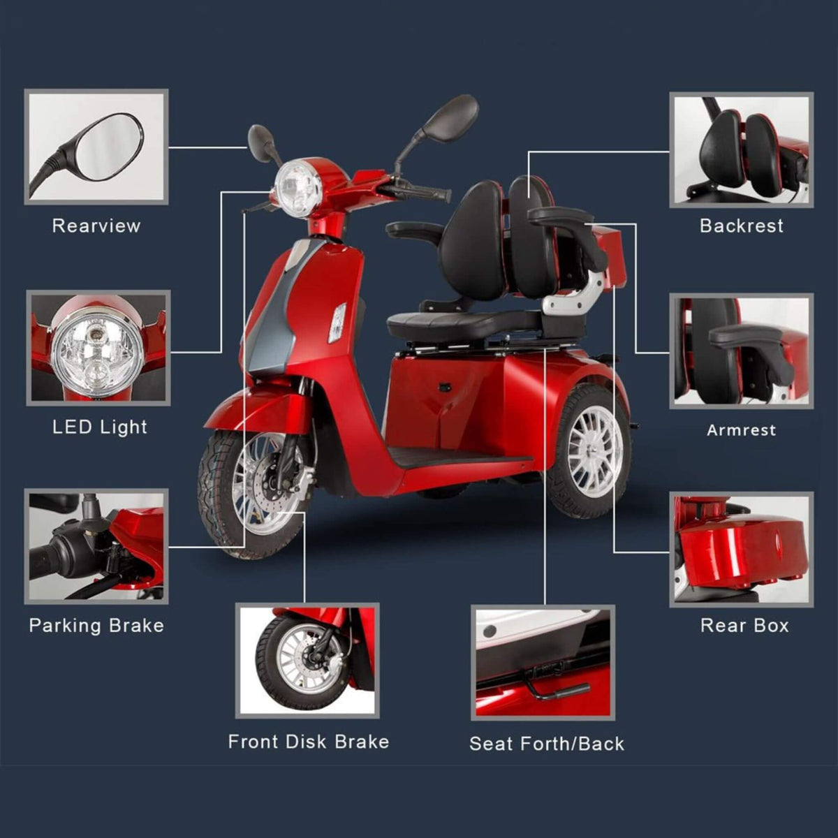 [SAK96314] Zvg 800W 4-Wheel Mobility Scooter