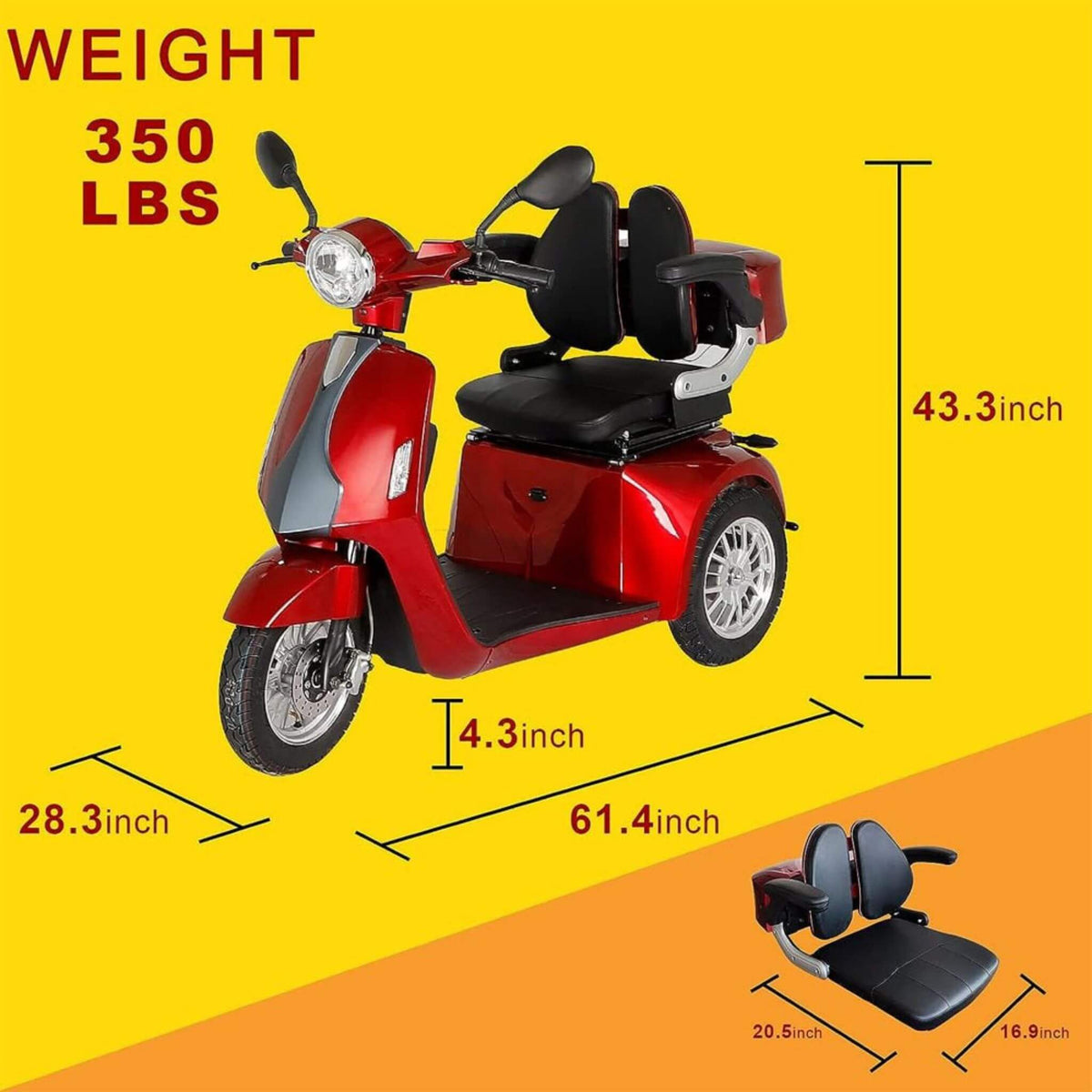 [SAK96314] Zvg 800W 4-Wheel Mobility Scooter