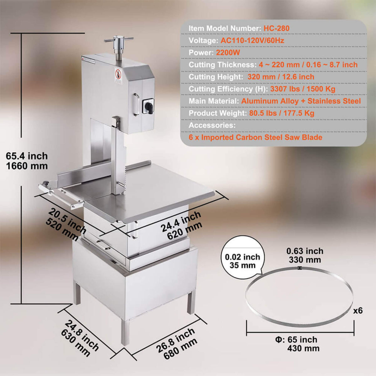 2200W Commercial Electric Meat Bone Saw