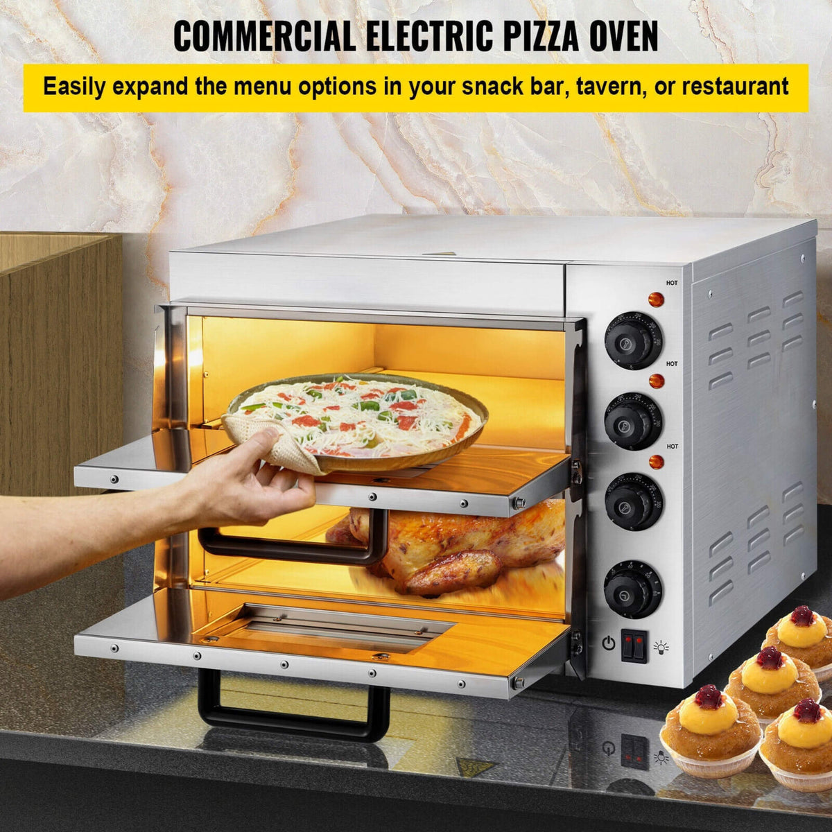 Heavy-Duty Electric 2000W Indoor Commercial Countertop Double
