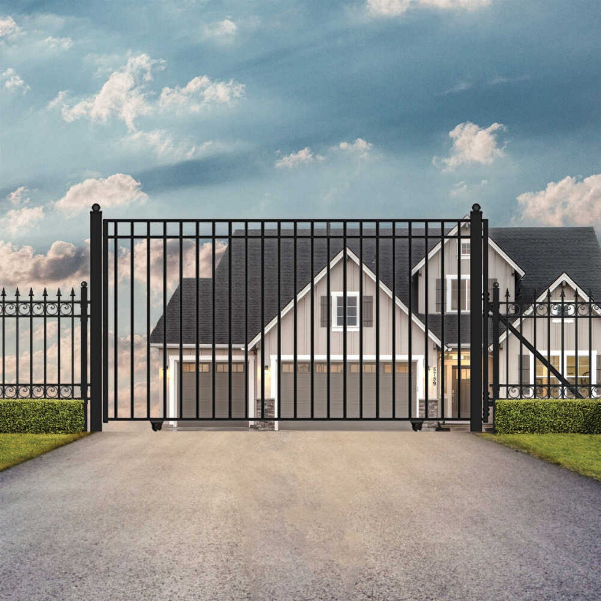 [12-30Ft] Heavy-Duty Madrid-Style Premium Steel Sliding Driveway