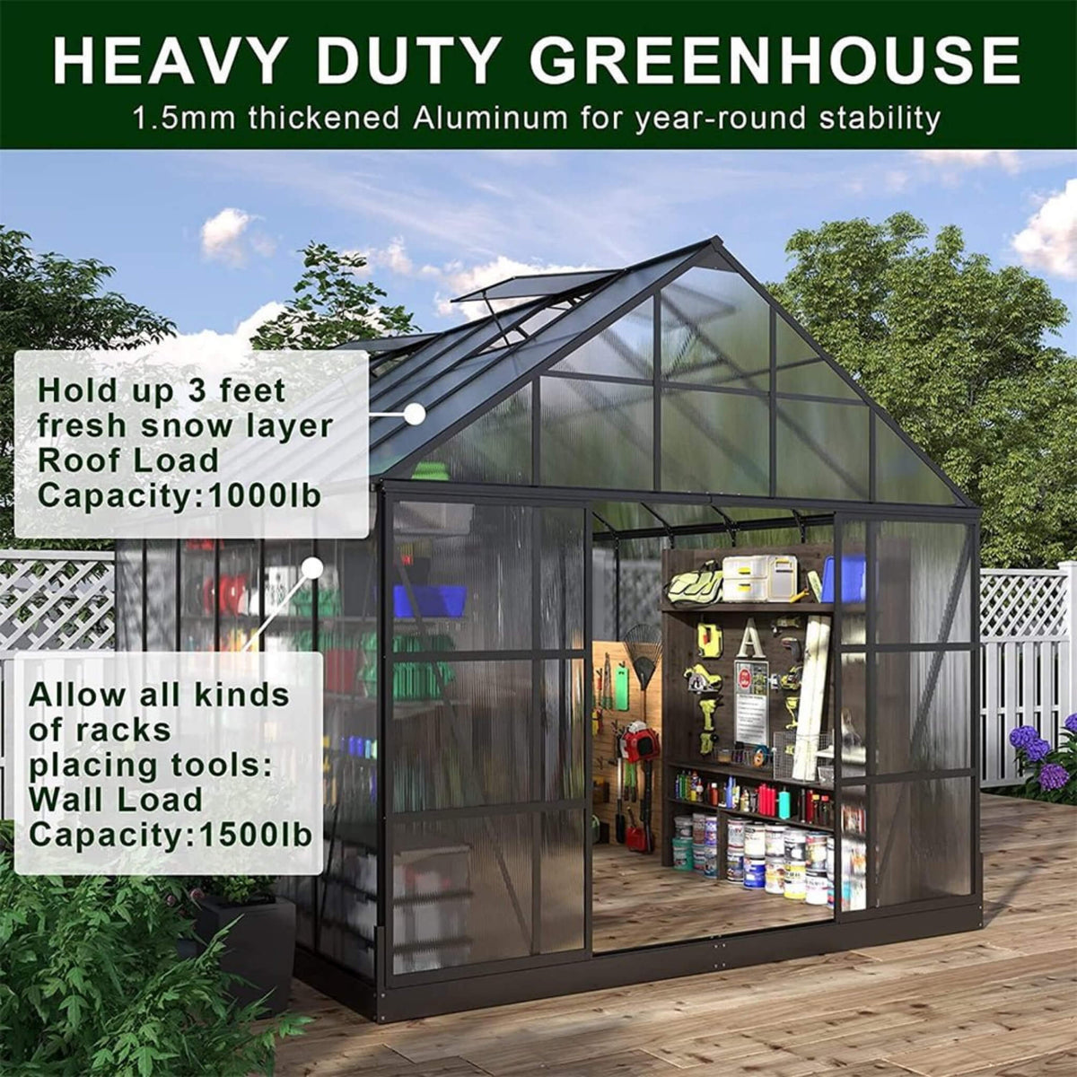 [10X12FT] Polycarbonate Greenhouse 12FT