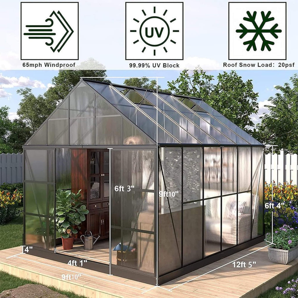 [10X12FT] Polycarbonate Greenhouse 12FT