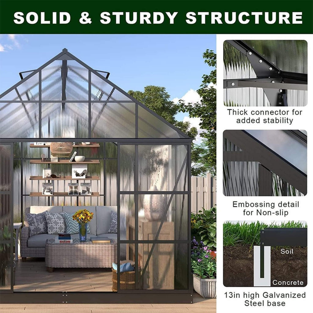 [10X12FT] Polycarbonate Greenhouse 12FT