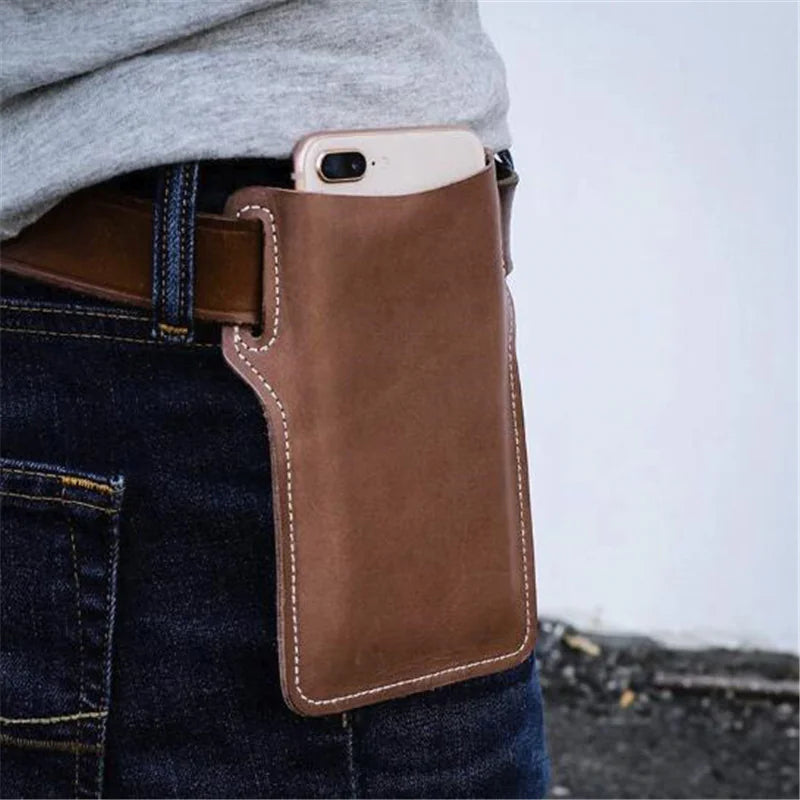 Men Cell Phone Belt Bag Loop Waist Holster Pouch Case Leather