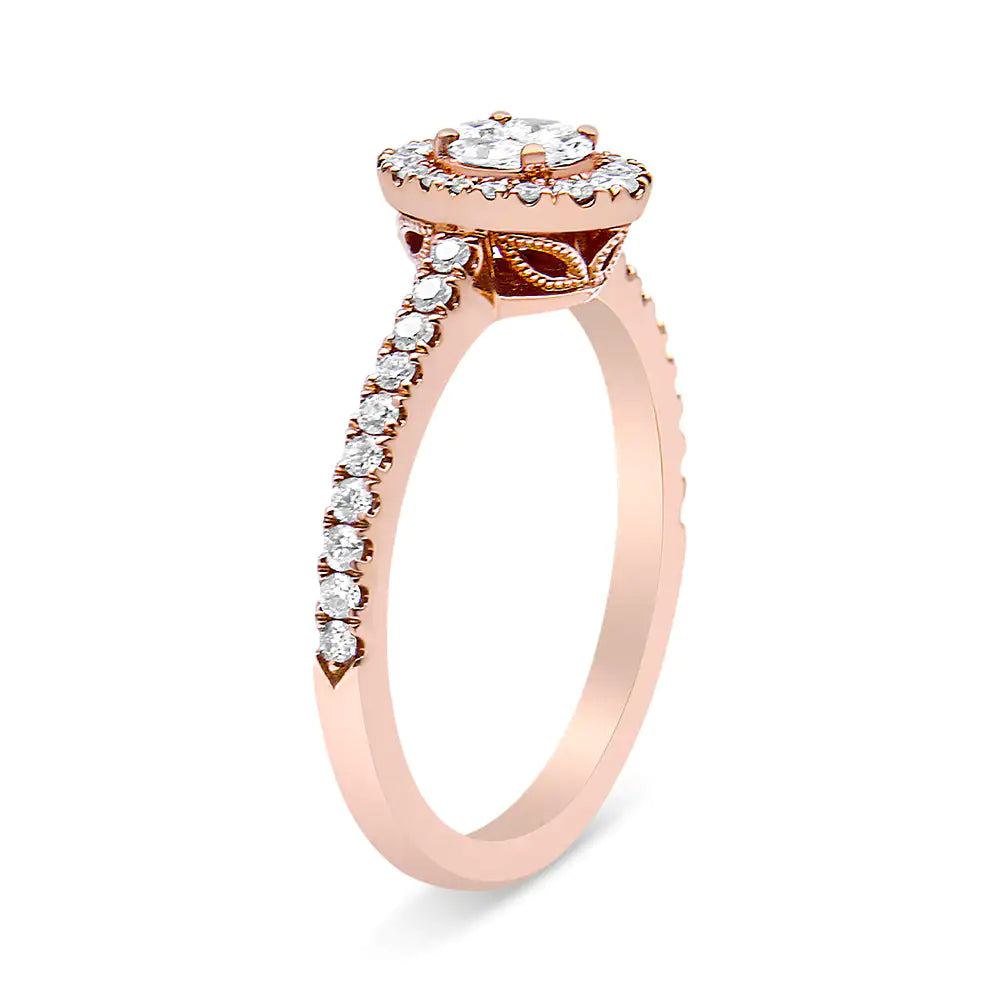 18K Rose Gold Diamond Engagement Ring