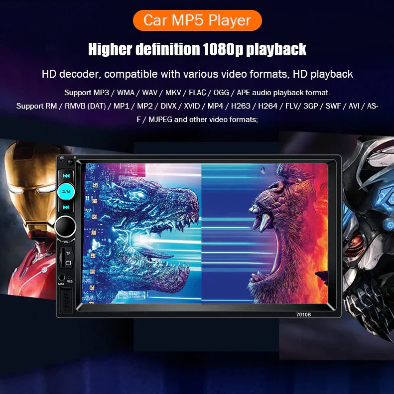 7" Double 2 DIN Car MP5 Player Bluetooth Touch Screen Stereo