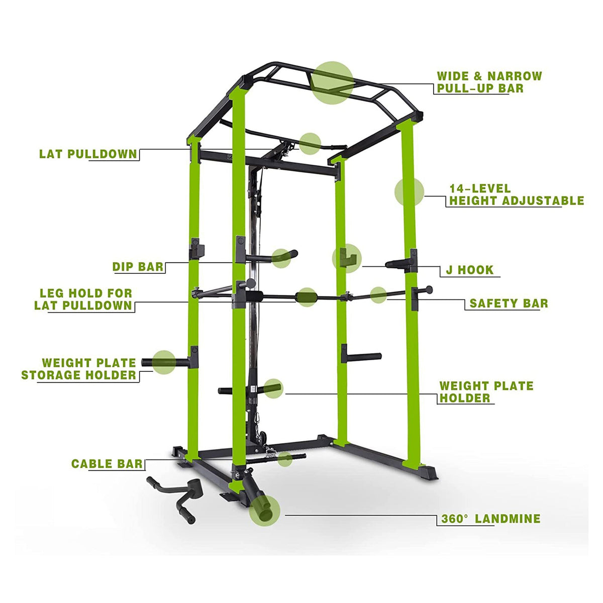 IFast Adjustable Home Gym Power Cage & Squat Rack With Pull-Up Bar Barbell Rack, 1000LBS (SAK12649)