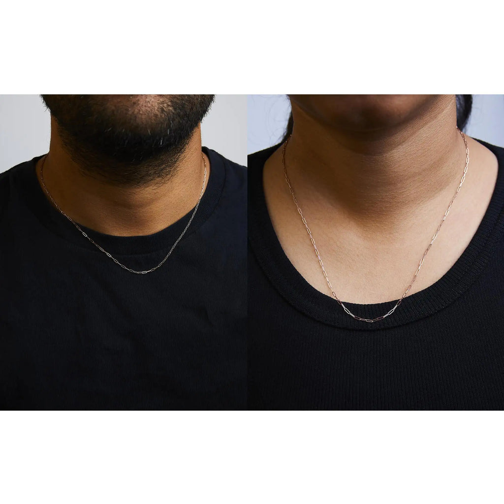 Unisex Solid 14K Gold 1.5mm Paperclip Chain Necklace - Length