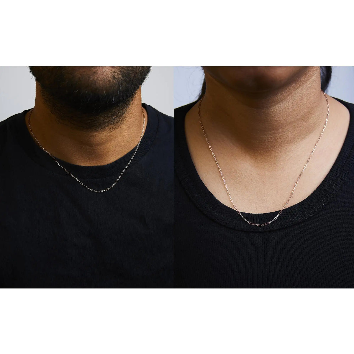 Unisex Solid 14K Gold 1.5mm Paperclip Chain Necklace - Length